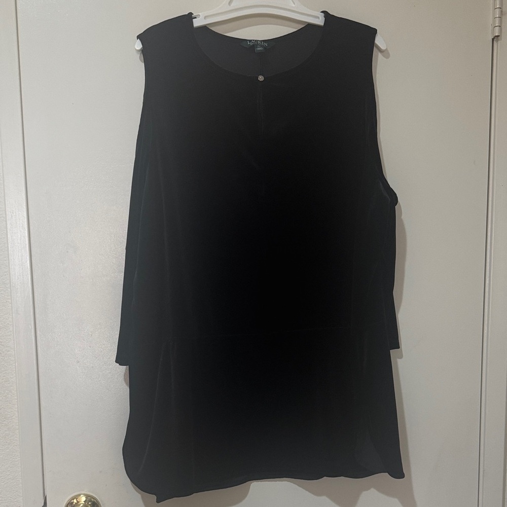 Lauren Ralph Lauren Black cold shoulder Velvet 2x tunic